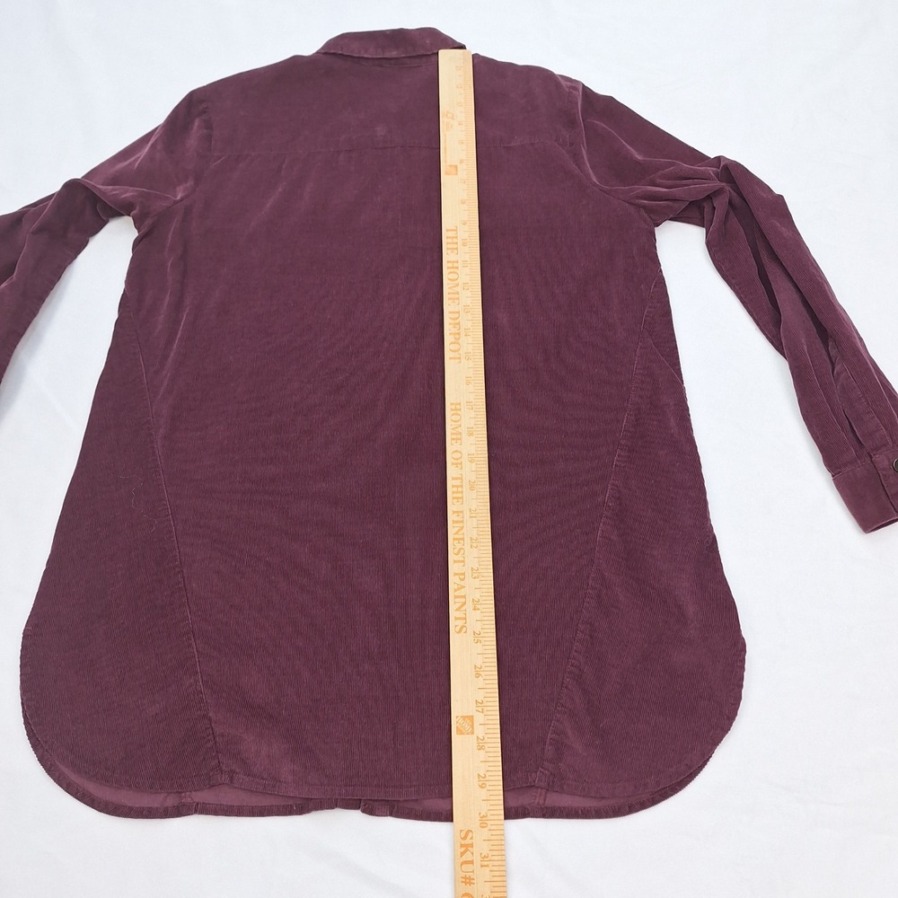 J Jill Shirt Womens Small Burgundy Lightweight Corduroy Button Down Long Sleeve - Picture 5 of 8